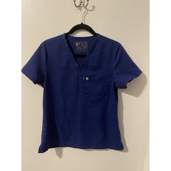 Figs Scrub Top Womens Sz S Royal Blue One Pocket Short Sleeve 142256 - Picture 1 of 6